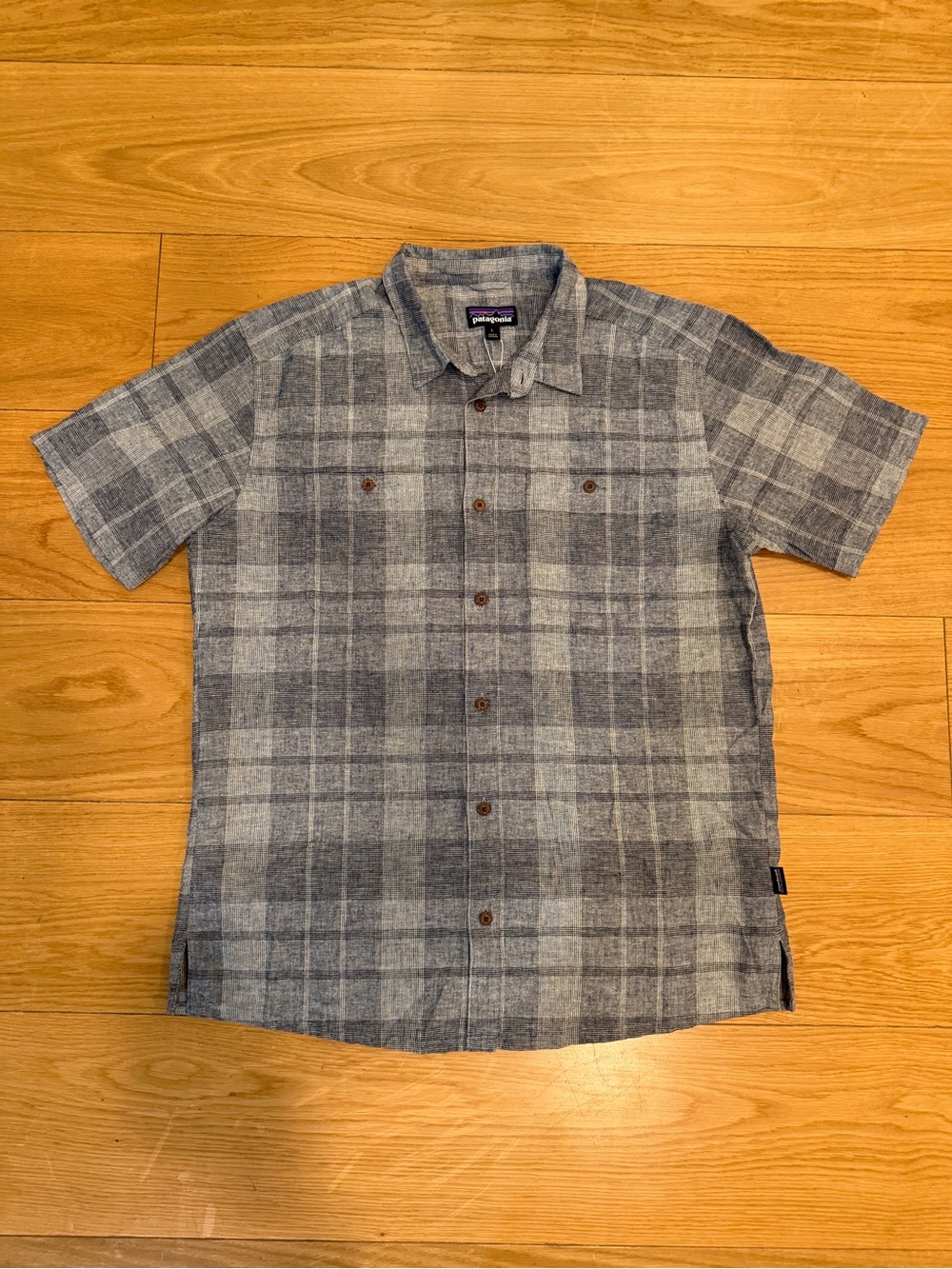 Patagonia Men's Short-Sleeve Plaid Button-Down Shirt - Gray Blue